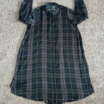 NWOT Ellos Women's Black/Brown plaid button down dress size‎ 18 Photo 0