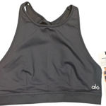Alo Yoga NWT  Incline Bra size S  Anthracite  Second Skin Fit High Neck Open Back Photo 0