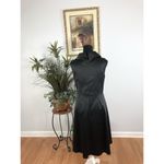 Paniz NY Women Satin Tank Dress 8 Black Boat Neck Semi Photo 4