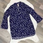 In Bloom  Floral Bell Sleeve Tunic Shirt Dress Blue White Small Photo 10