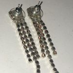 Silver Tone CZ Rhinestone Dangling Classic Runway Formal Pierced Earrings Photo 4