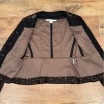 Diane Von Furstenberg  Maya Pebble Lace and Leather Black Button and Zip Blazer Photo 10