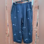 Vintage Silk Blue Pants with Embroidered Fish Unbranded Women’s Size 14 Photo 3