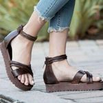 Bed Stu  Carroll Sandals Extra Light‎ Platform Leather Teak Dip Dye Size 7 Photo 0