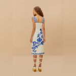 Farm Rio Floral Cascade Wavy Euroflax Premium Linen Midi Dress,Large,$280 Photo 3