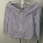 Bardot  pinstriped off shoulder button down long‎ sleeve top/shirt/blouse sz 4 XS Photo 0