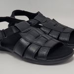 Dr Scholls Womens Double Air Pillow Fisherman Slingback Black Leather Sandals 10 Photo 10