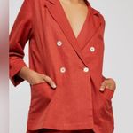 Free People Jacket M Burnt
Orange Linen Double breast Rust Orange Blazer Photo 1