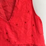 Rosemarine Women’s 100% Linen Sun Dress Eyelet Lace Made In Italy Sz S Red Midi Photo 2