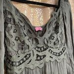 Francesca's Dark Green Crochet Top Long Sleeve Mini Dress, XS NWT Photo 2