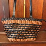 Ellepi Woven Leather Basket Tote Bag Handmade Italy Black Brown Zip Top Photo 1