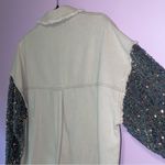 Light Grey Jean Jacket M Oversized Blue Velvet Sequins Cotton Blend Size M Photo 7