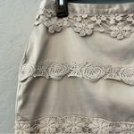 Downeast basics silver satin pencil skirt with crochet lace size medium Photo 2