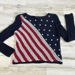 Norton Studio USA Flag Crochet Sweater Size PS. Patriotic Blue Photo 0