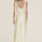 ZARA  Elegant butter yellow satin maxi long  Dress evening party wedding Photo 14