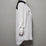 My Michelle  white black roll tab blouse size medium Photo 2