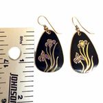 Laurel Burch Black Enamel Iris Drop Earrings Photo 7