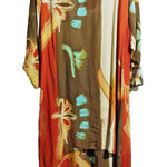 Boho Hippie Tribal Abstract Art to Wear Shark Bite Hem Dress Oversized Caftan Size M Photo 0