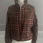 HYFVE  Brown Black Houndstooth Bomber Jacket Coat Size Medium Photo 0