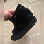 Minnetonka Women's Hi Top Back Zip in black suede 7.5 boho winter fringe retro Photo 8