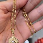 Boutique Gold Evil Eye Dainty Pendant Necklace Photo 3