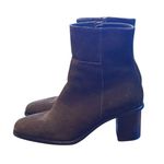 Patina Portland Leather Green Suede Block Heel booties Minimalist Handmade Size 7 Photo 7