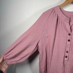 Womens Top Med Purple Gauze Oversized Chore Pocket Tie Detail Spring Lagenlook Pink Photo 5