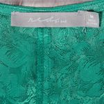 BKE Red by  Floral Mini Dress in Jaquard Green M Satin V-Neck Dress Long‎ Sleeve Photo 2