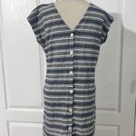 Peyton & Parker Linen Cotton Blend Mini Dress with Buttons and Pockets Photo 3
