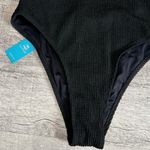 Cupshe  NEW O-Ring Cutout One Piece Swimsuit Women M Black White Chevron Trim Photo 1