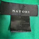 Natori  Green Satin Pajama Top with White Piping Photo 7