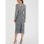 Mac Duggal platinum Embellished Illusion Sheath Sequin Midi Dress NEW Photo 1