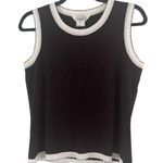 Misook Black Knit White Trim Preppy Academia Dressy Tank Top Sz Medium Petite Photo 0
