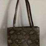 Ulta Taupe Snake Print Small Compact Hand Bag Purse Double Handles Like New Brown Photo 1