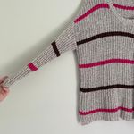 Free People Complete in Stripes Slouchy Oversized Sweater Grey Pink Brown XS Photo 7