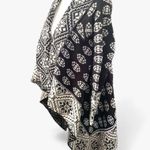 Elodie Intarsia Knit Aztec Waterfall Cardigan Sweater L Mohair Blend Black White Photo 1