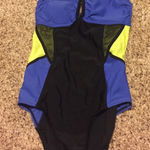 ❤️ Sporty Neon One Piece Swimsuit Blue Size XS Photo 0
