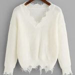 V Neck Sweater White Photo 0