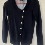 Ted Baker Black Knit Cardigan Wool Floral Abstract Art 1 Small Feminine Career Photo 0