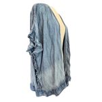 Canvas Washed Denim Ruffle Open Cardigan Size L boho western Blue Size L Photo 2
