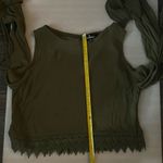 Lulus  Crochet Cold Shoulder Side Tie Top M Olive Green Boho Fairycore Festival Photo 5