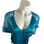 L’Intima Collection Vintage Satin Teal Sleepwear Set Size L Photo 9