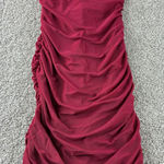 Oh Polly Oh Polly Dark Red Ruched Bodycon Mini Dress Sleeveless Homecoming Party US 2 Photo 0