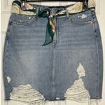 H&M x &Denim Size 12 Blue Distressed Destructed Mini Skirt and Scarf Photo 0