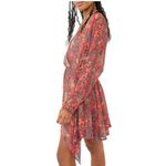Free People  Floral Scarf Teegan Mini Dress V Neck Size L Photo 3