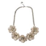 Vintage Y2K Chunky Acrylic Flower Necklace Rhinestone Jewel Statement Retro White Photo 1