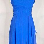David's Bridal DAVID’S BRIDAL Cobalt Blue Short Crinkle Chiffon Strapless Mini Dress 2 Photo 0