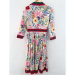 NEW Dalia Macphee Floral Pleated Fit Flare Midi 50s Dress Small Retro Rockabilly Red Photo 2