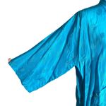 Vintage Kimono Hand Embroidered Medium Teal Blue Pockets Long Sleeve No Belt Photo 2