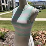 ZARA Mint and Pink Striped Tank Top Photo 3